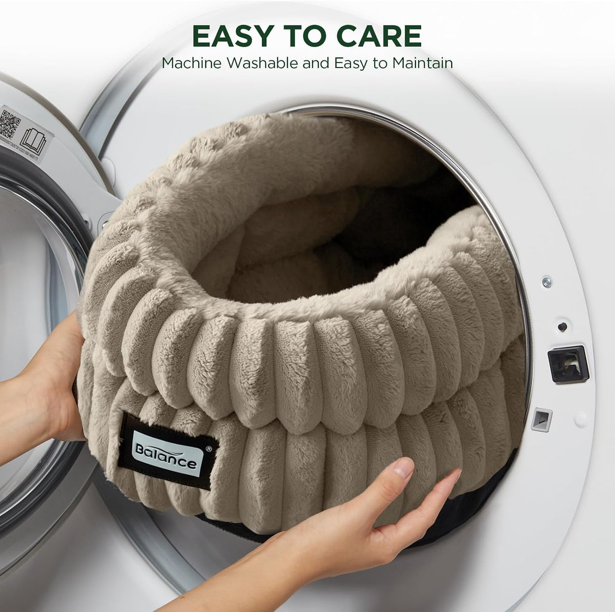 BALANCE Cat Bed Kitten Bed, Washable Round Cat Beds for Indoor Cats,Super Soft Plush Faux Fur Pet Bed for Puppy and Kitten with Anti-Slip Bottom