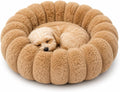 Calming Small Medium Dog Bed Donut Washable Puppy Bed, 27.5” Khaki