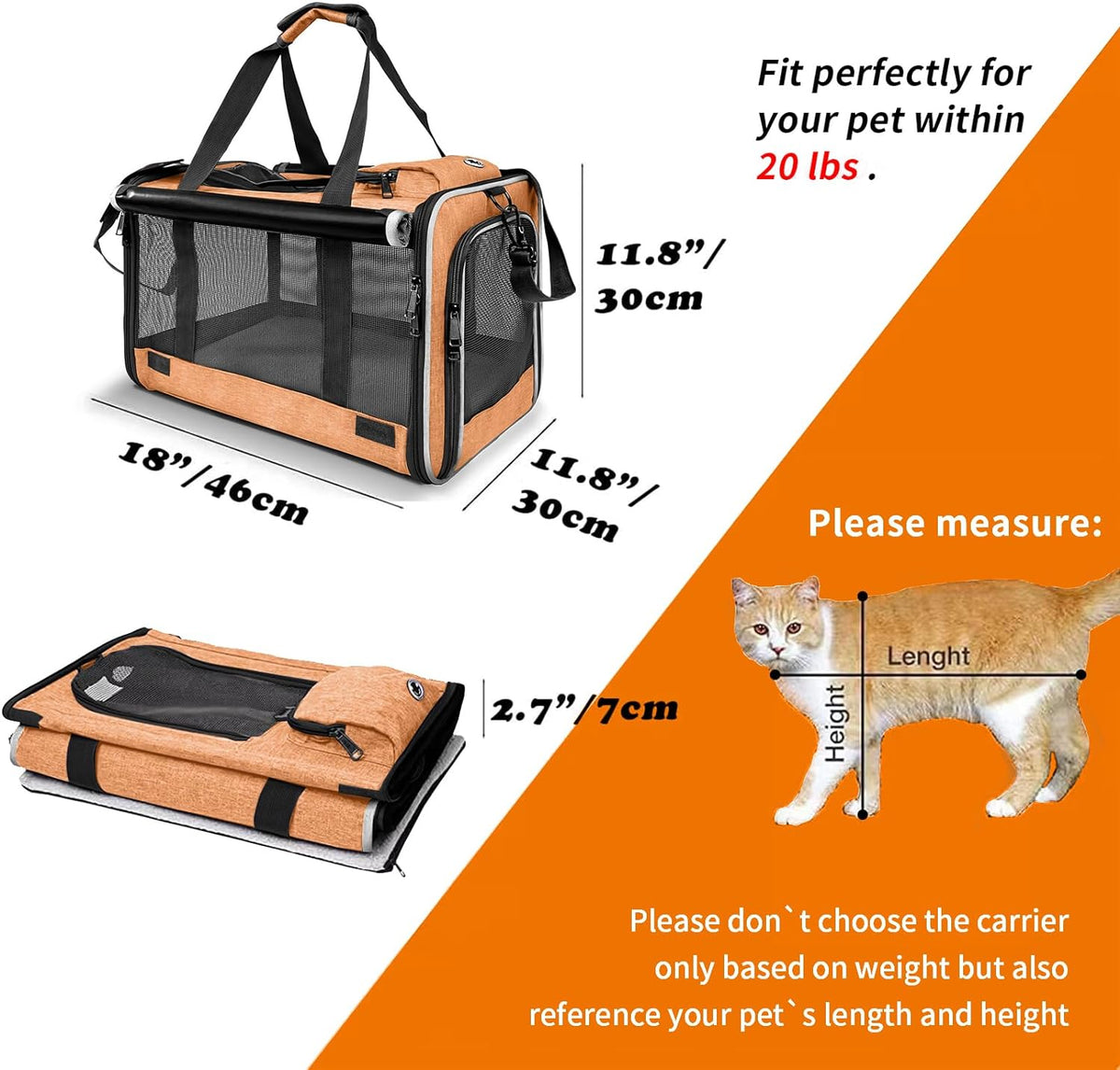 GAPZER Dog Carry Bag Puppy, Pet Soft-Shell Portable Kennel Crate 0-15 lbs