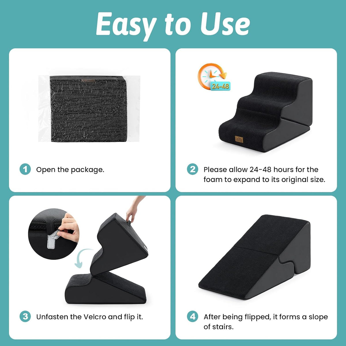 COZY KISS Dog Stairs for Small Dogs, 3-Step 2-in-1 Dog Steps,15.7" H