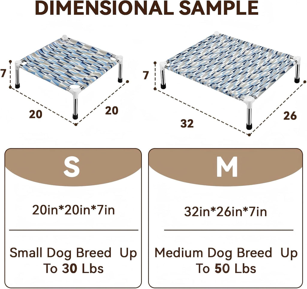 Raised Elevated Dog Bed, Lifted Cooling Stainless Steel Pet Dog Cot, Medium