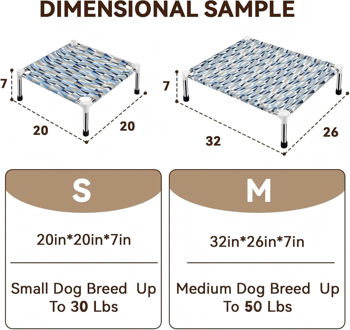 Raised Elevated Dog Bed, Lifted Cooling Stainless Steel Pet Dog Cot, Medium