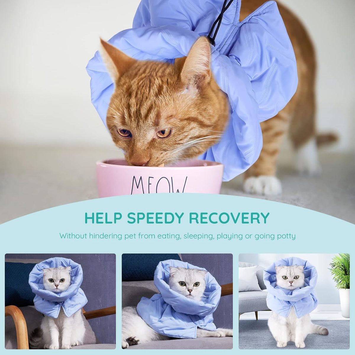 Cat Recovery Collar, Soft Adjustable Cat Cone Alternative