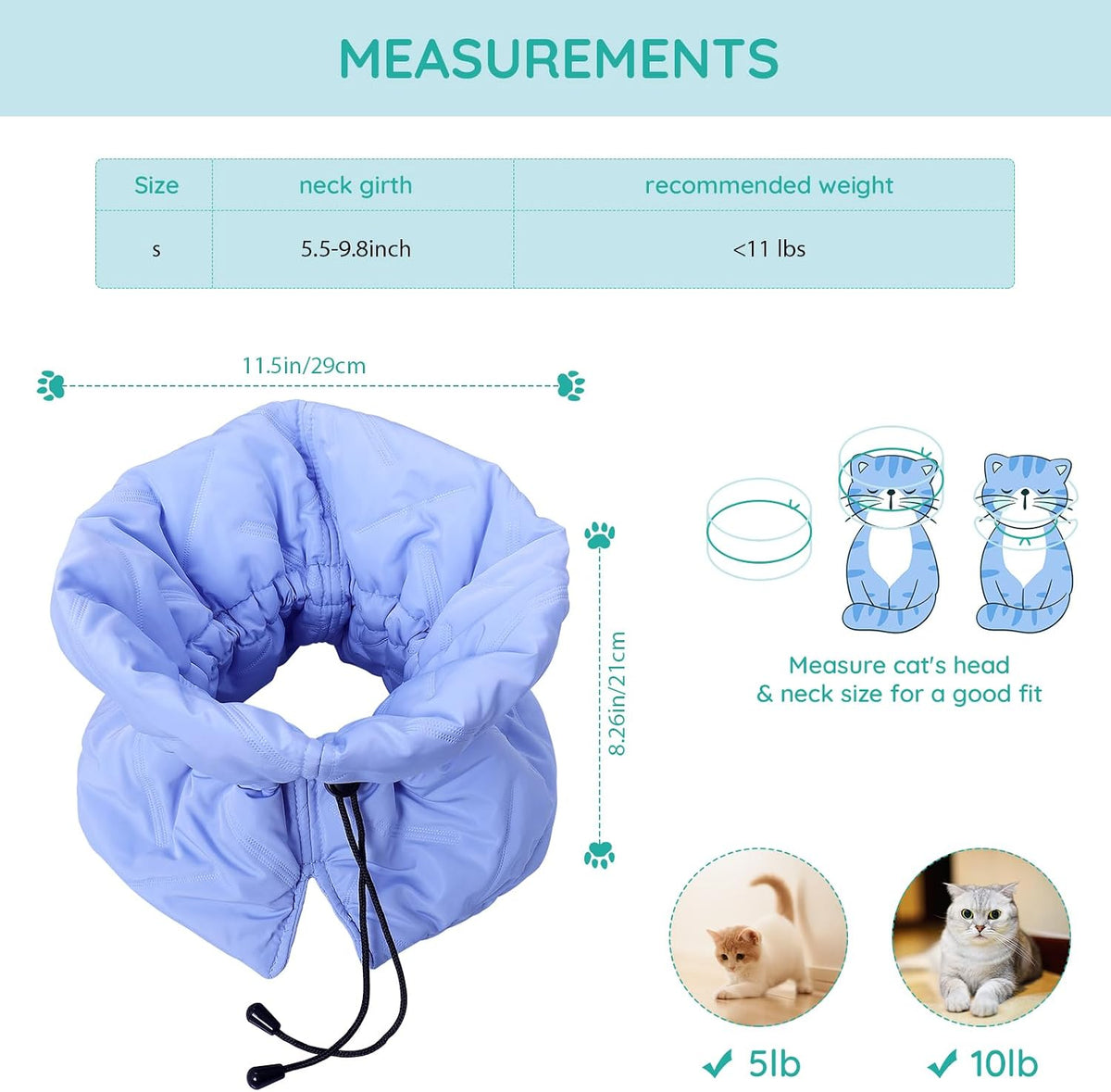 Cat Recovery Collar, Soft Adjustable Cat Cone Alternative