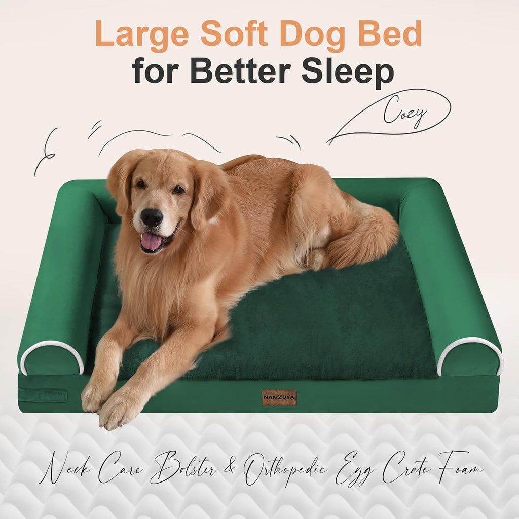 NANUYA Orthopedic Dog Bed for Jumbo Dogs, 53 x 42 Inch, Emerald