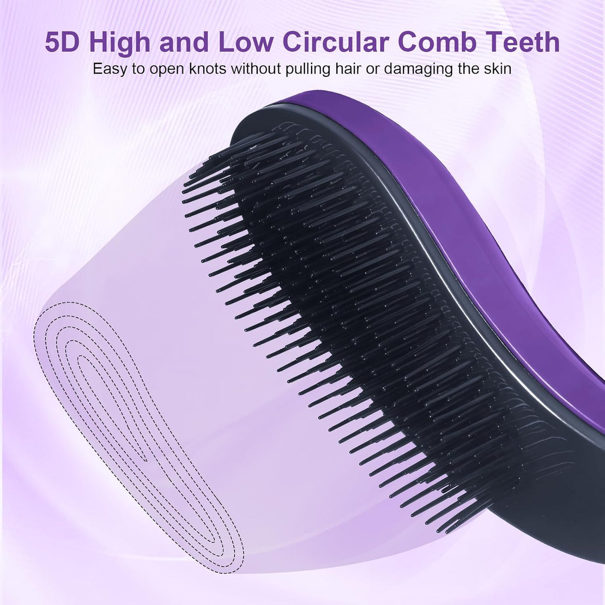 Small Dog Brush, Skin-friendly Soft Bristles (Dark Purple) | Puppy Hair Brush, Massage and Bath Supplies, Pet Grooming Tool for Teddy, Yorkies, Maltese, Shih Tzu, Chihuahua