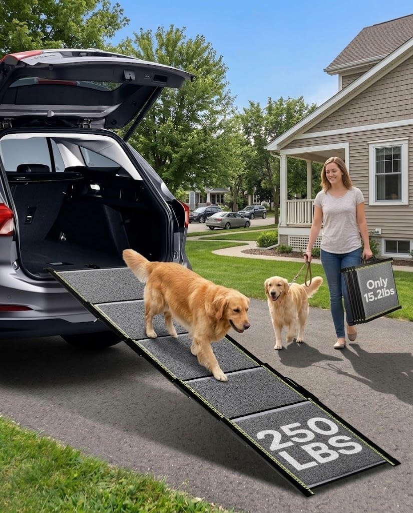 Dog Ramp for Car, 71" L × 20" W Telescoping Dog Ramp for Large Dogs