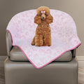 Stuffed Premium Soft Dog Blanket, with Flannel Pink Cute Paw Print, Cat Blanket Puppy Supplies Dog Products Stuff Essentials(Pink 32x40 inches)