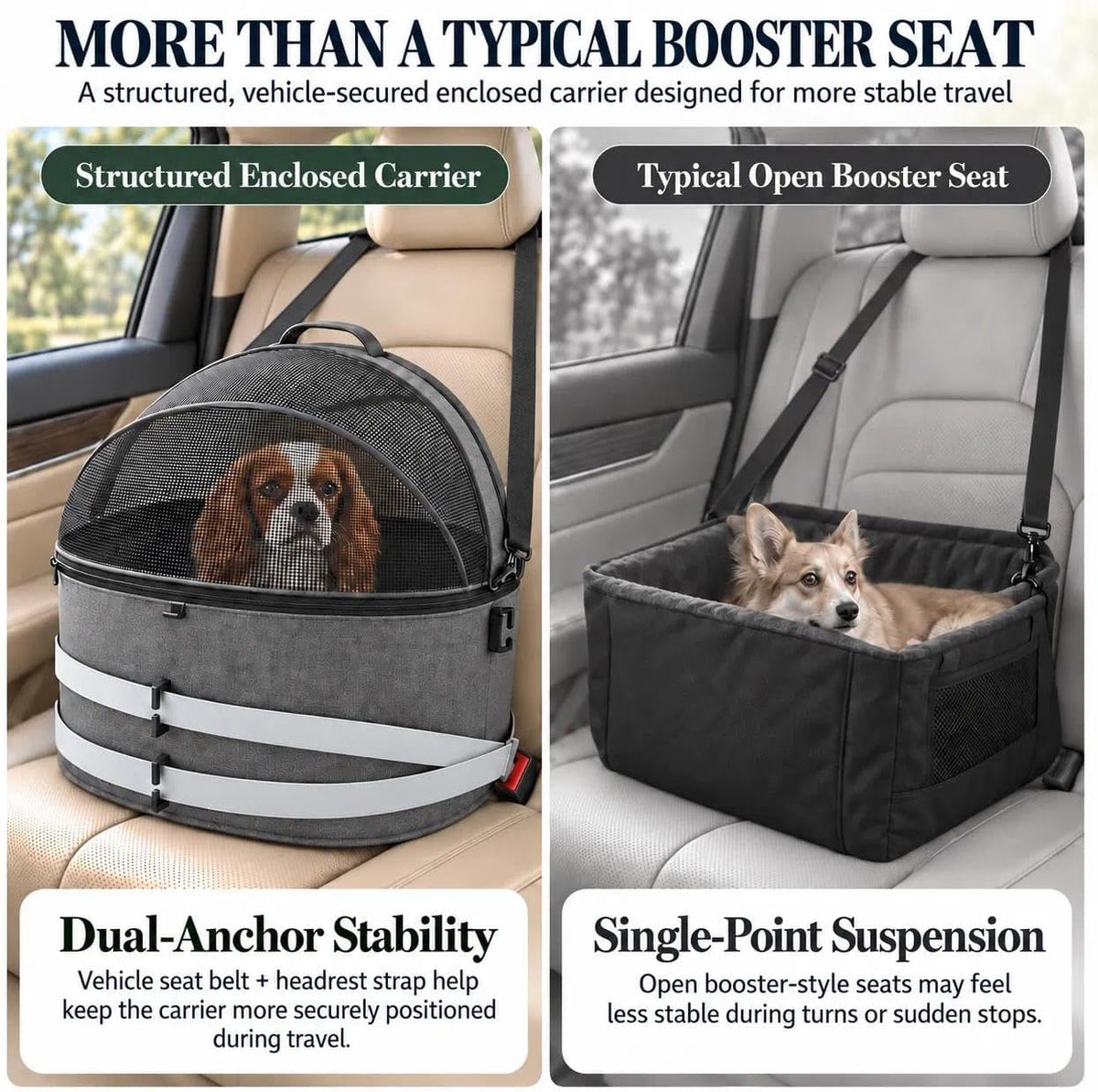 Crash-Tested Pet Car Seat for Cats & Small Dogs, 3-in-1 Carrier & Bed