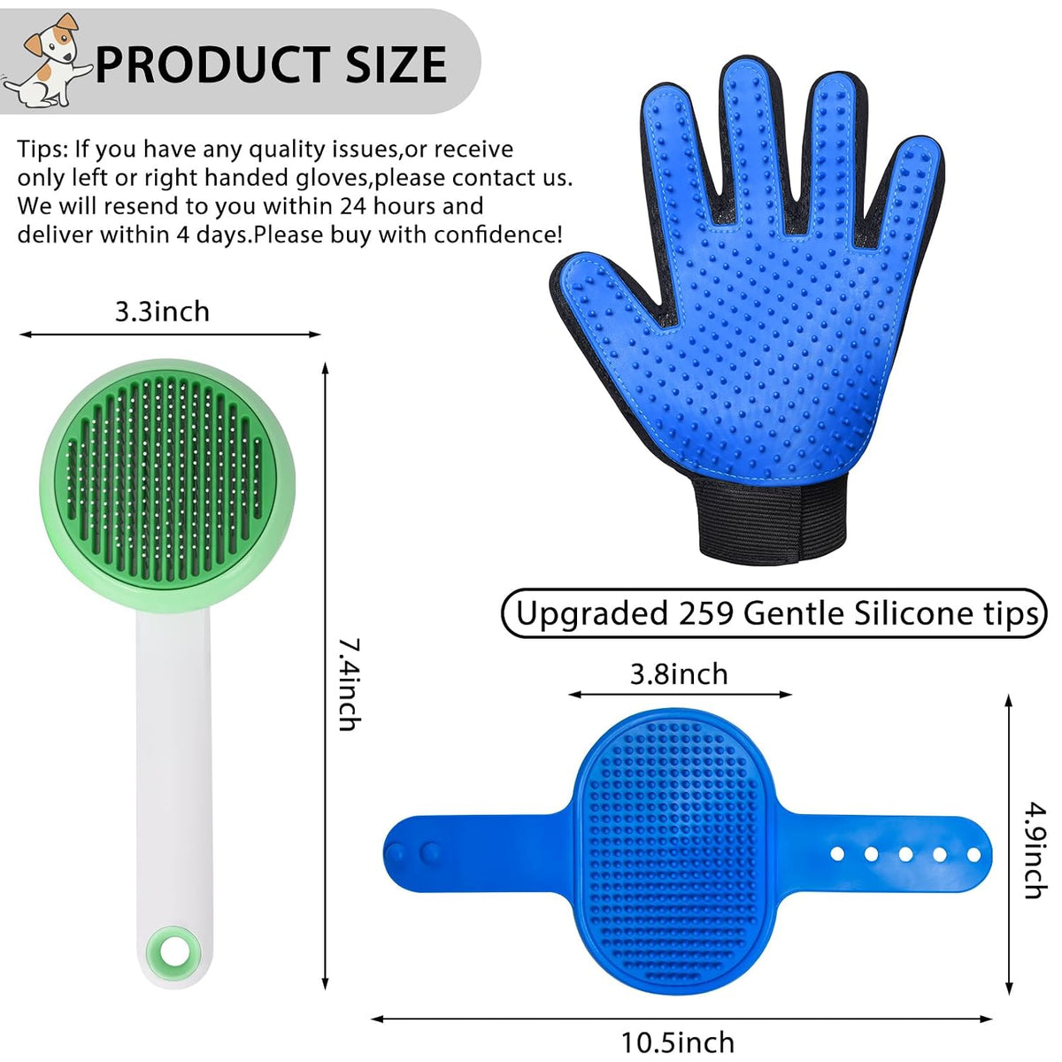 Cat Grooming Glove Brush, Self-Cleaning Slicker Pet Brush