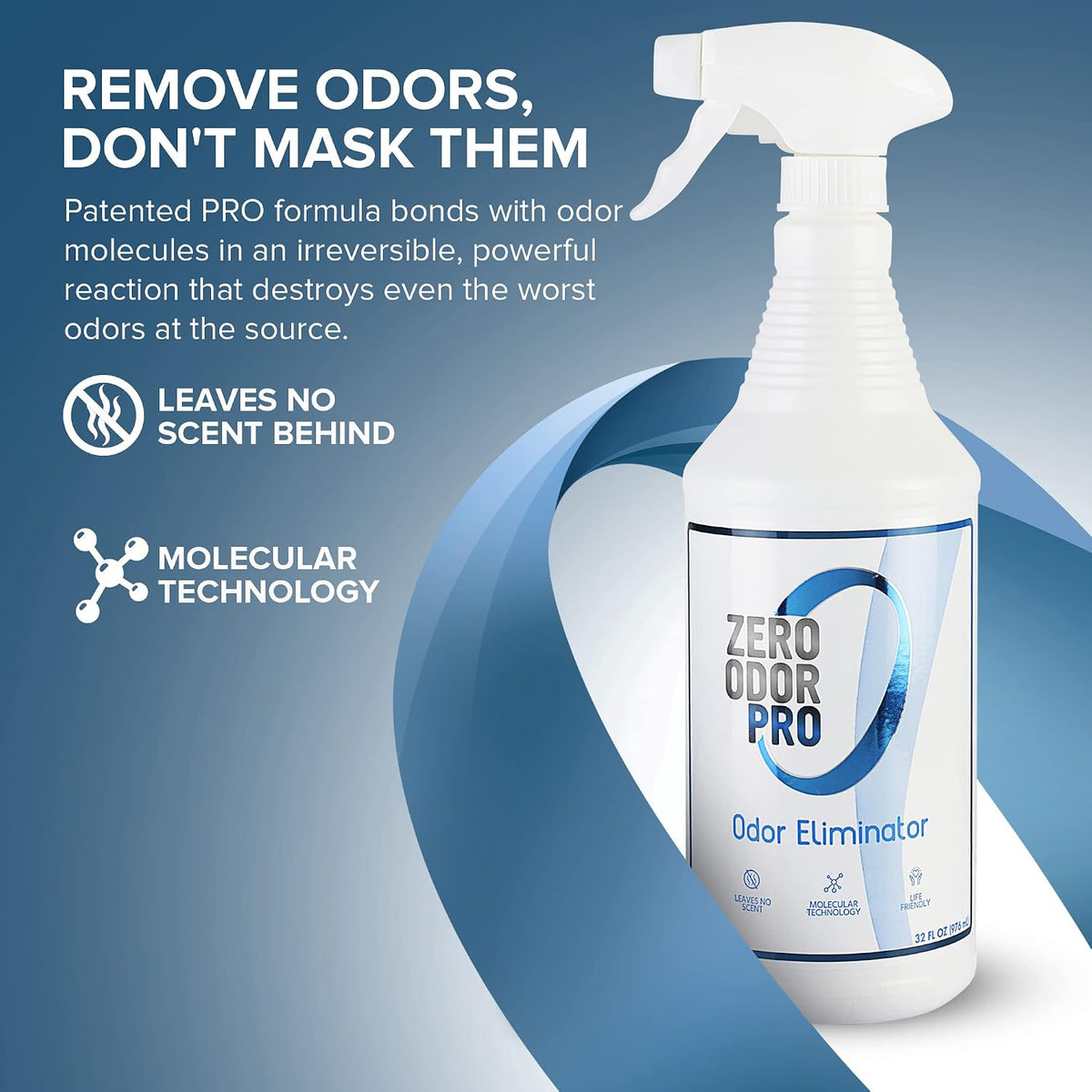 Zero Odor Pro - Commercial Strength Eliminator Odor Neutralizer, Room Deodorizer Odor Eliminator Musty Smell - Strongest Odor Eliminator Trigger Spray, (32-ounce) (Pack of 2)