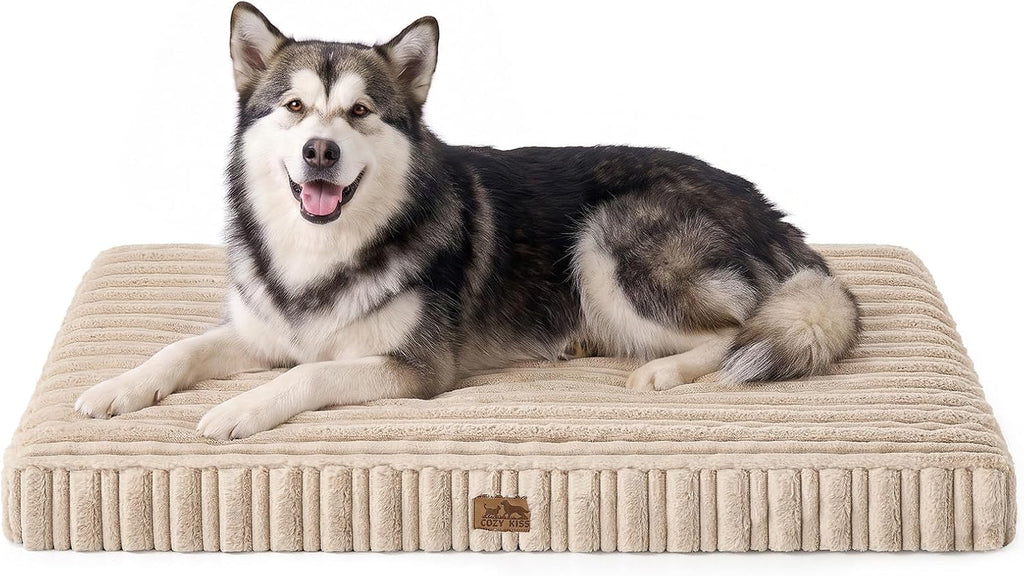 COZY KISS Orthopedic Washable Dog Bed for Large Dogs, Removable, Beige