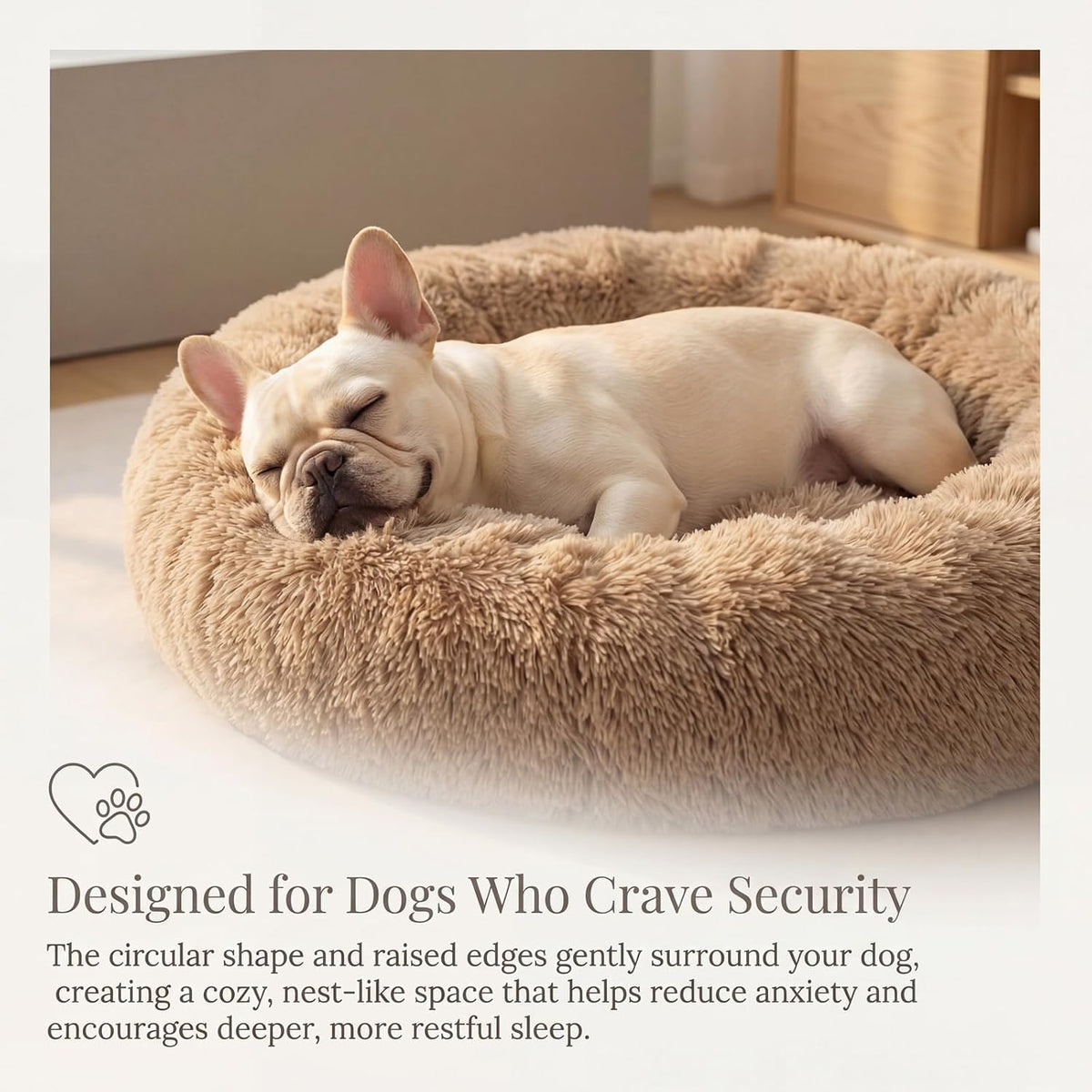 nononfish Plush Dog Bed for Small Dogs,Soft Cozy Calming Pet Bed