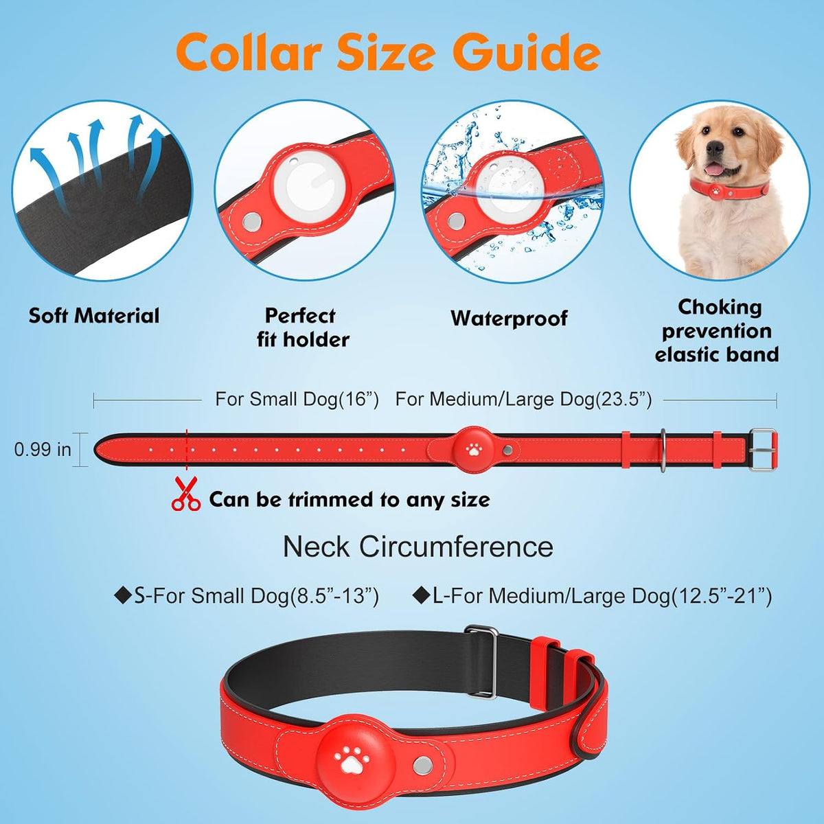 GPS Tracker for Dogs, Dog GPS Tracker, Pet Location Tracker with Collar, Real-Time Tracking, No Monthly Fee or Subscription, Waterproof, 365-Day Long Battery Life, Dog Tracking Device, iOS & Android