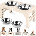 Jovrun Elevated Dog Bowls for Medium Large Size Dogs, Non-Slip Dog Feeder with 2 Stainless Steel Dishes, 5 Heights Adjustable Raised Bowls to 3.15″-8.66″-9.84″-11.02″-12.2″