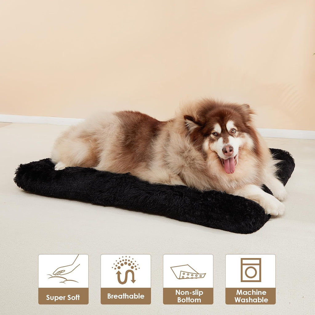 EHEYCIGA Fluffy Dog Crate Bed, Plush XX Large Dog Pillow, Black