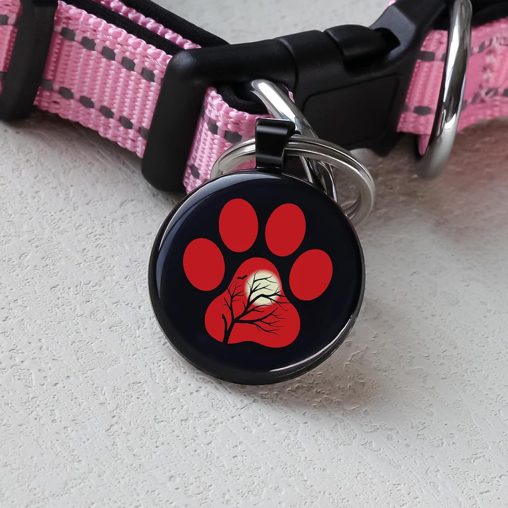 MYLUCKYTAG QR Code Pet ID Tags Dog Tags - Pet Online Profile - Scan QR Receive Instant Pet Location Alert Email, 1.2 inch, Red Paw