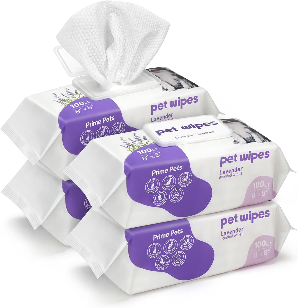 400PCS Dog Wipes for Paws and Butt, Large Pet Wipes for Dogs, Lavender | 8 x 8 Inch, Dog Wipes Cleaning Deodorizing, Hypoallergenic, Puppy Wipes for Grooming Face Fur Body