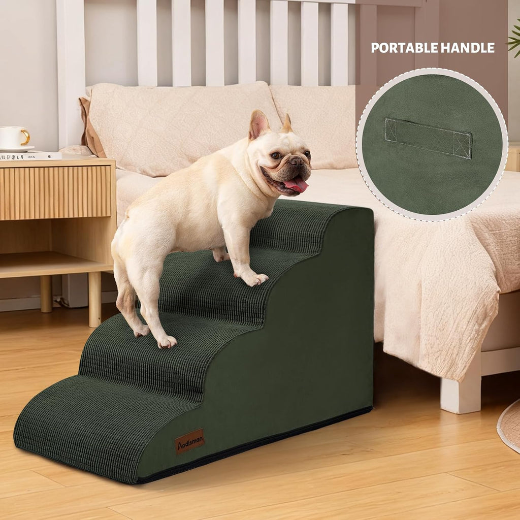 Aodisman Dog Steps for Bed or Couch,4-Step Pet Stairs Ramp for Small Dogs