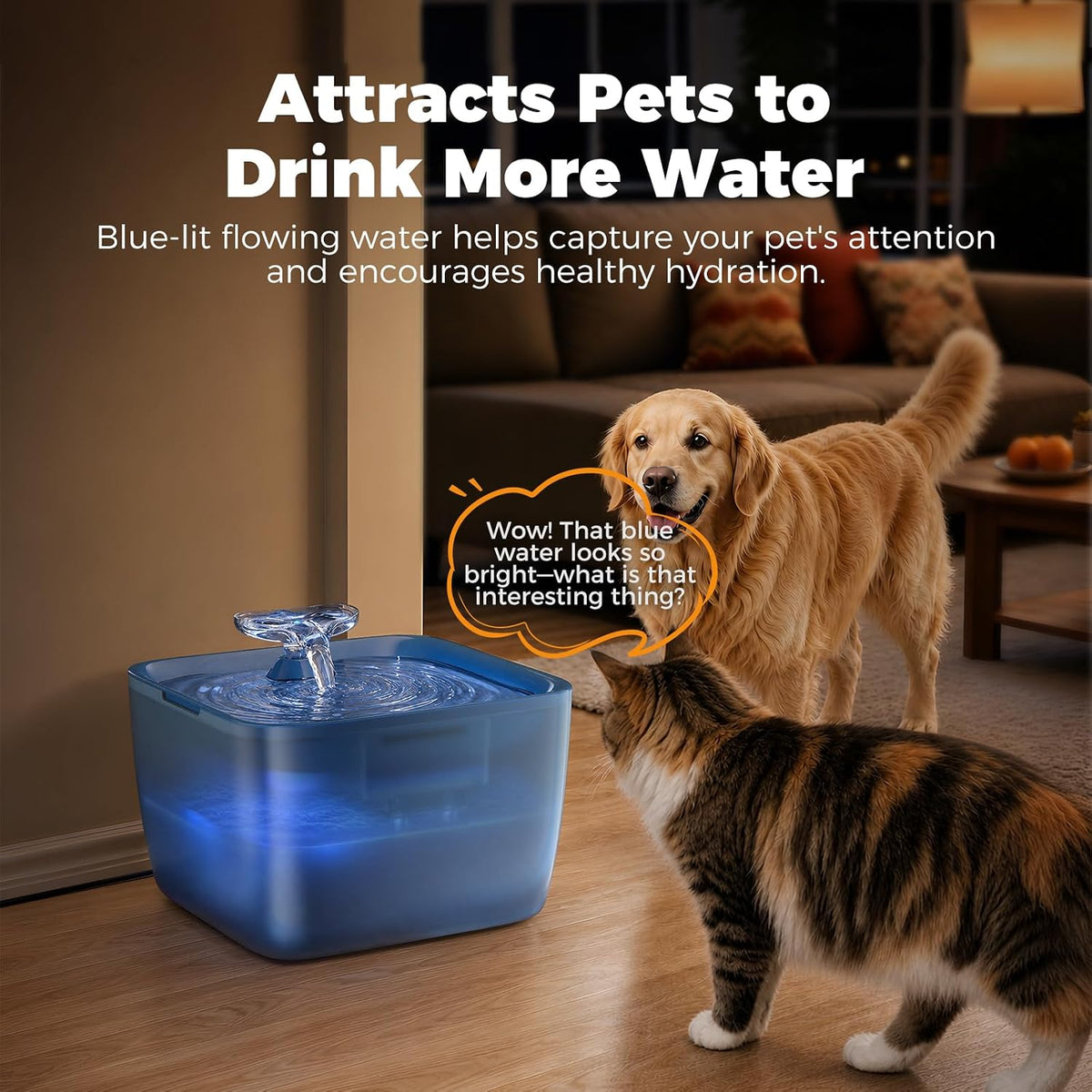 Pet Water Fountain for Large Dogs & Cats, 7L/1.84Gal, Quiet Automatic Pump