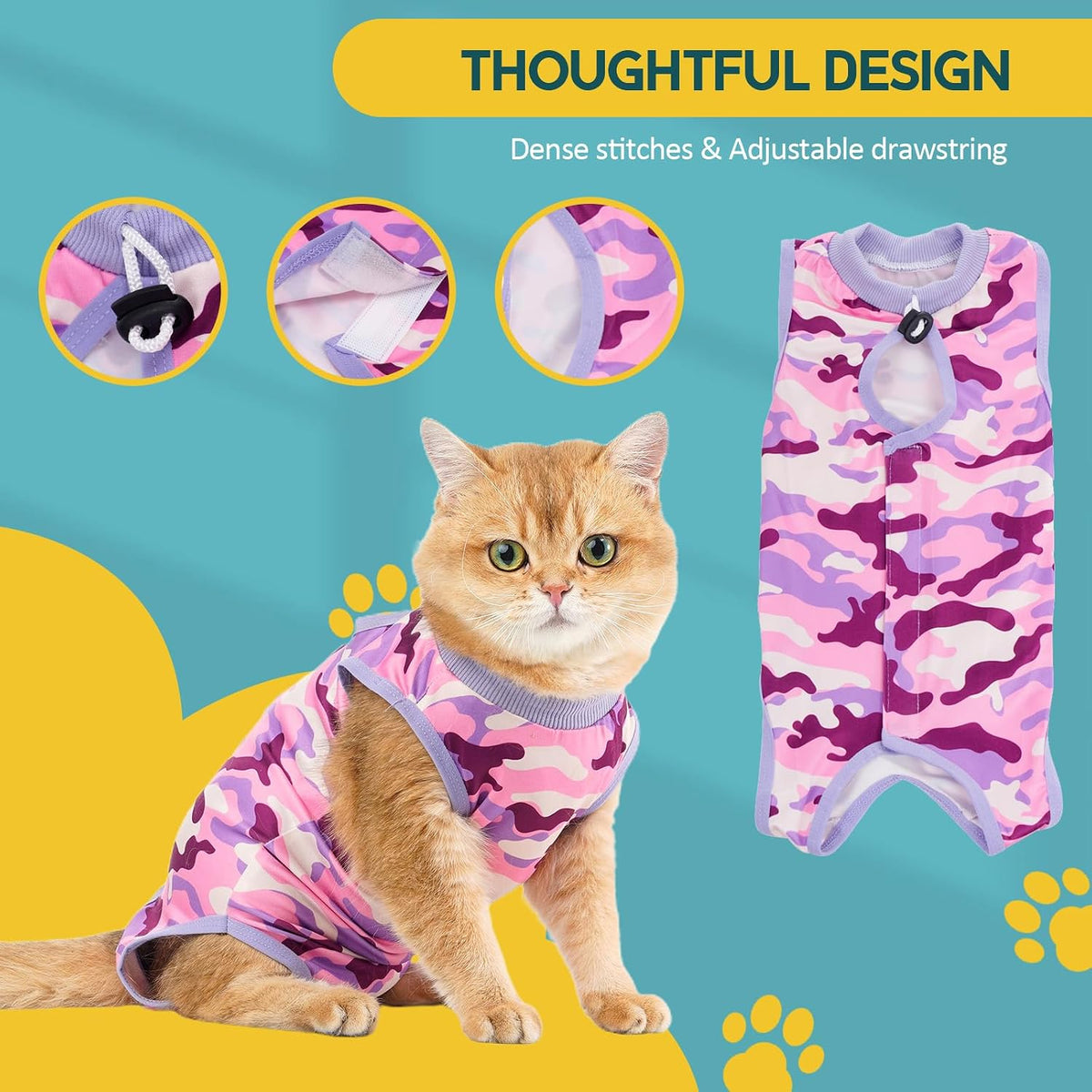 Avont Cat Recovery Suit - Kitten Onesie for Cats After Surgery