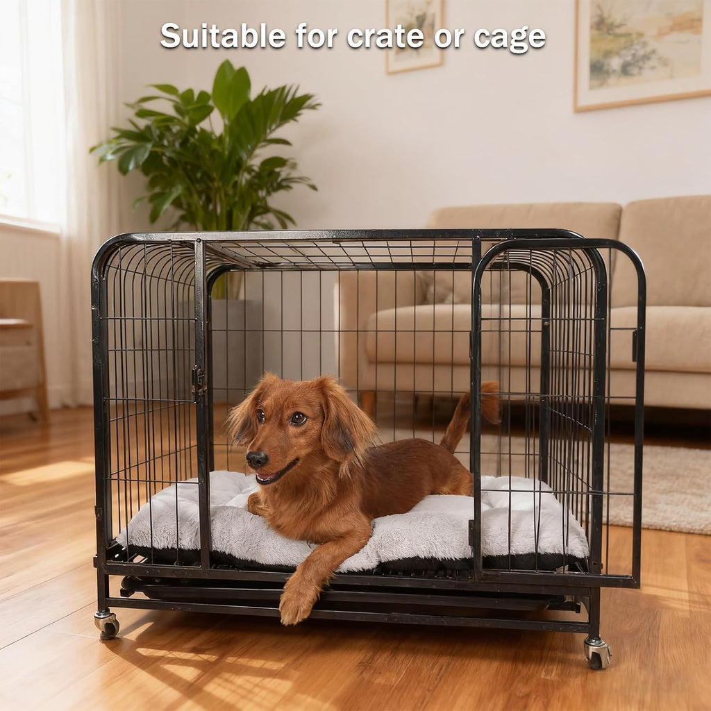 Dog Crate Pad 30 x 19 for Medium Size Dogs, Super Soft & Plushy Puppy Bed Non-Slip and Machine Washable, Comfort Fluffy Dog Kennel Pad Pet Sleeping Mats,Light Grey 30inch