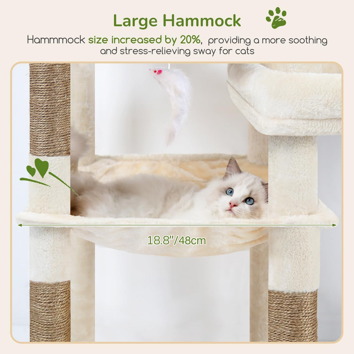 Globlazer 65in Sturdy Cat Tree Tower for Indoor Large Cats, S65, Beige