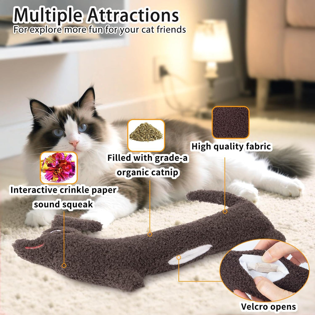 ETEKYER Refillable Catnip Cat Kicker Toy, Large, 13.77 Inches | Crinkle Sound, Durable and Soft, For Indoor Cats, Boredom Relief Interactive Fun
