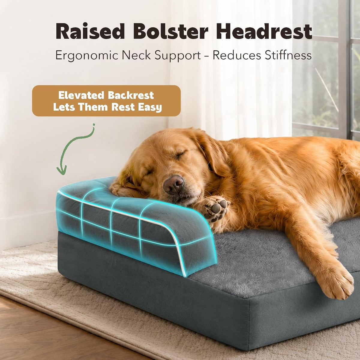 MEKIY Orthopedic XL Dog Bed with Bolster for Extra Large Size Dogs