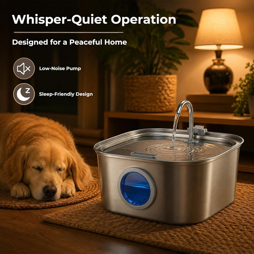 Dog Water Fountain for Large Dogs, 8L/270oz Stainless Steel Dog Bowl
