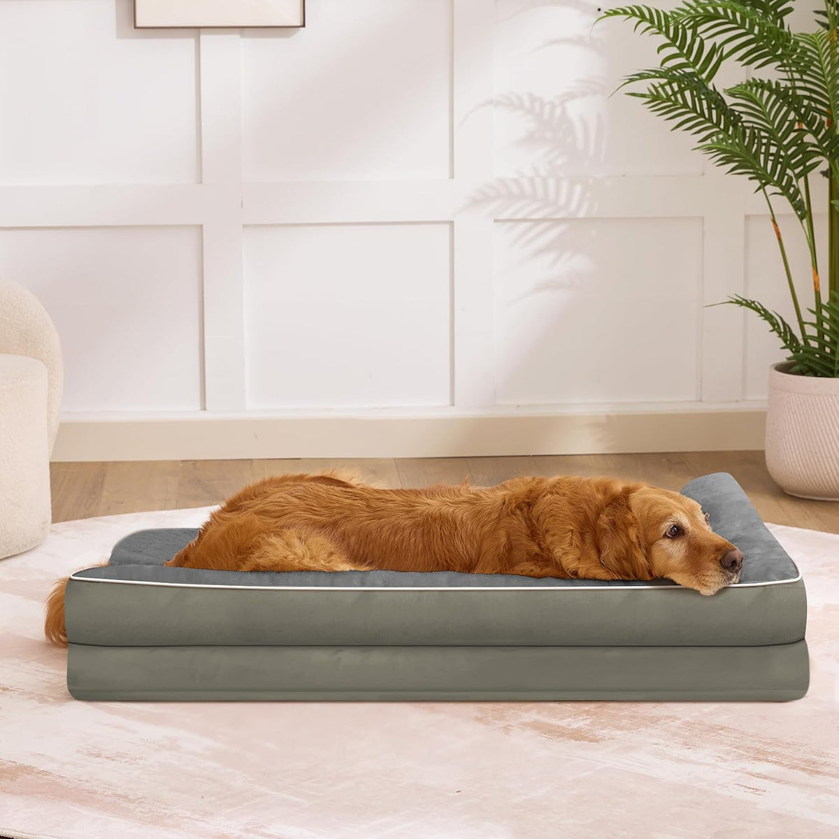 XL Orthopedic Dog Bed for Large Sized Dogs, 42"x30", Olive Green
