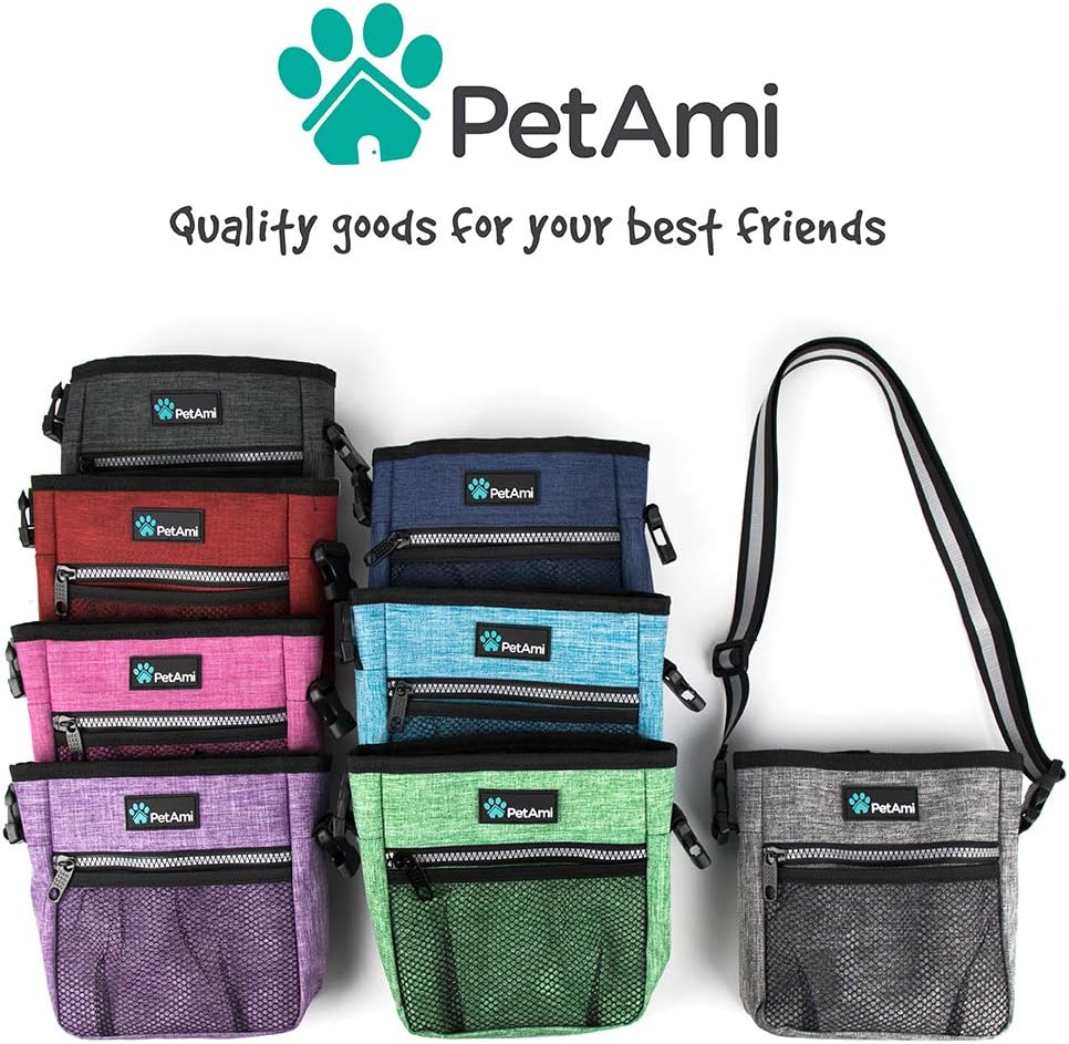 PetAmi Hands Free Dog Treat Pouch for Training and Walking, Teal Sea Blue