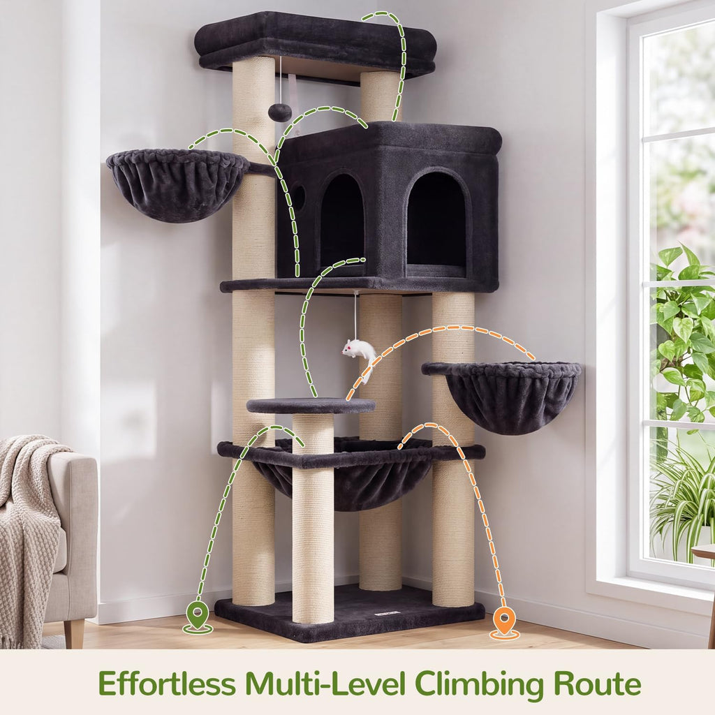 Globlazer Cat Tree Tower with 12 Extra-Thick Full-Sisal Scratching Posts