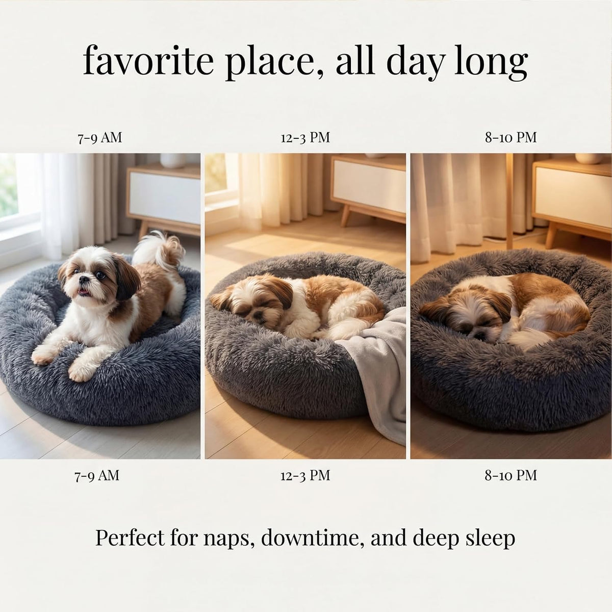 nononfish Calming Dog Bed for Small Dogs,Plush Donut Pet Bed