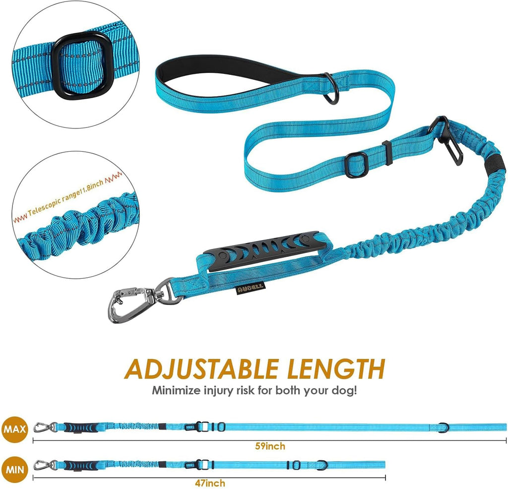 AUBELL Tactical Dog Leash Heavy Duty,4-6ft No Pull Bungee Leash,Blue