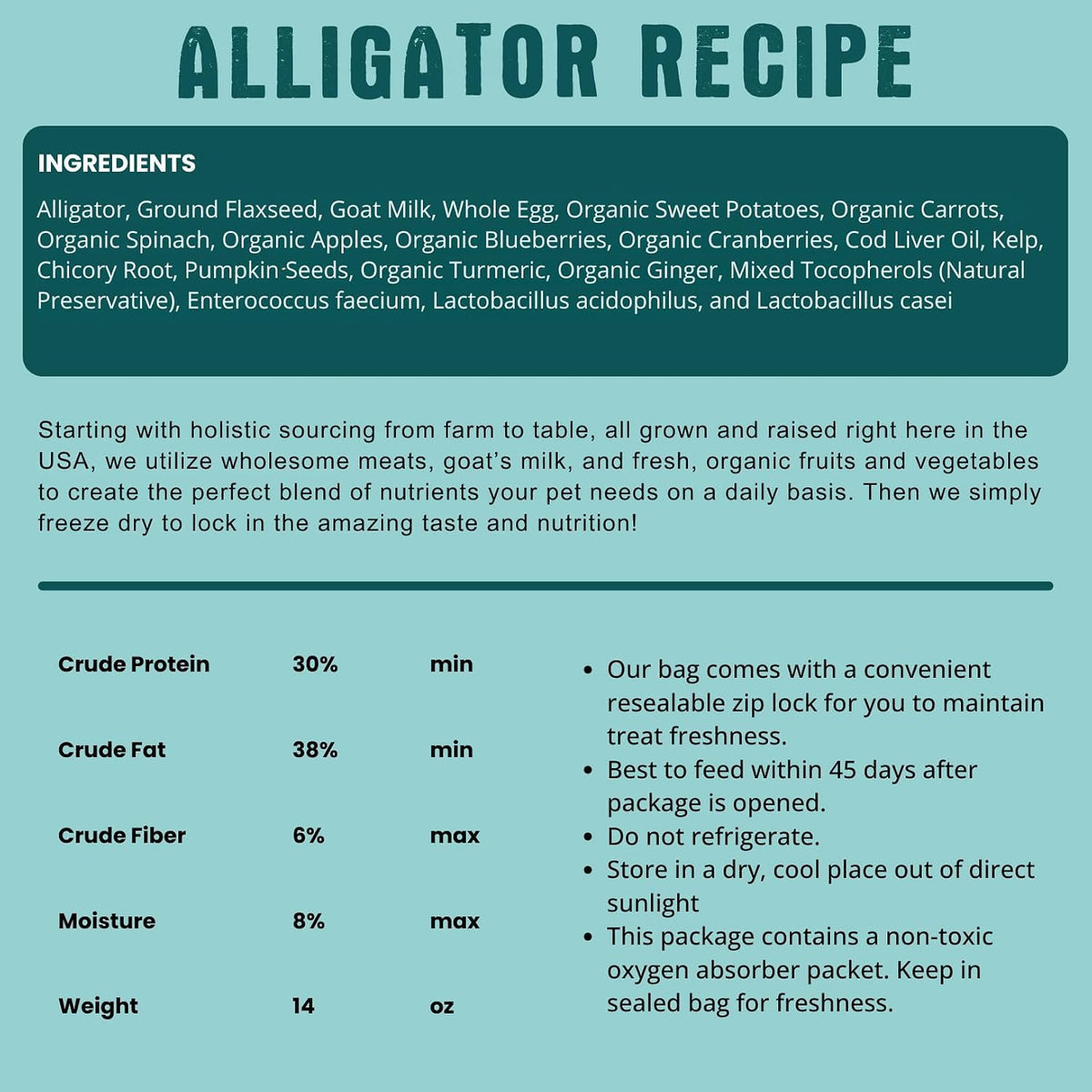 Shepherd Boy Farms Freeze-Dried Dog Food, Alligator Recipe, USA Made 14 oz