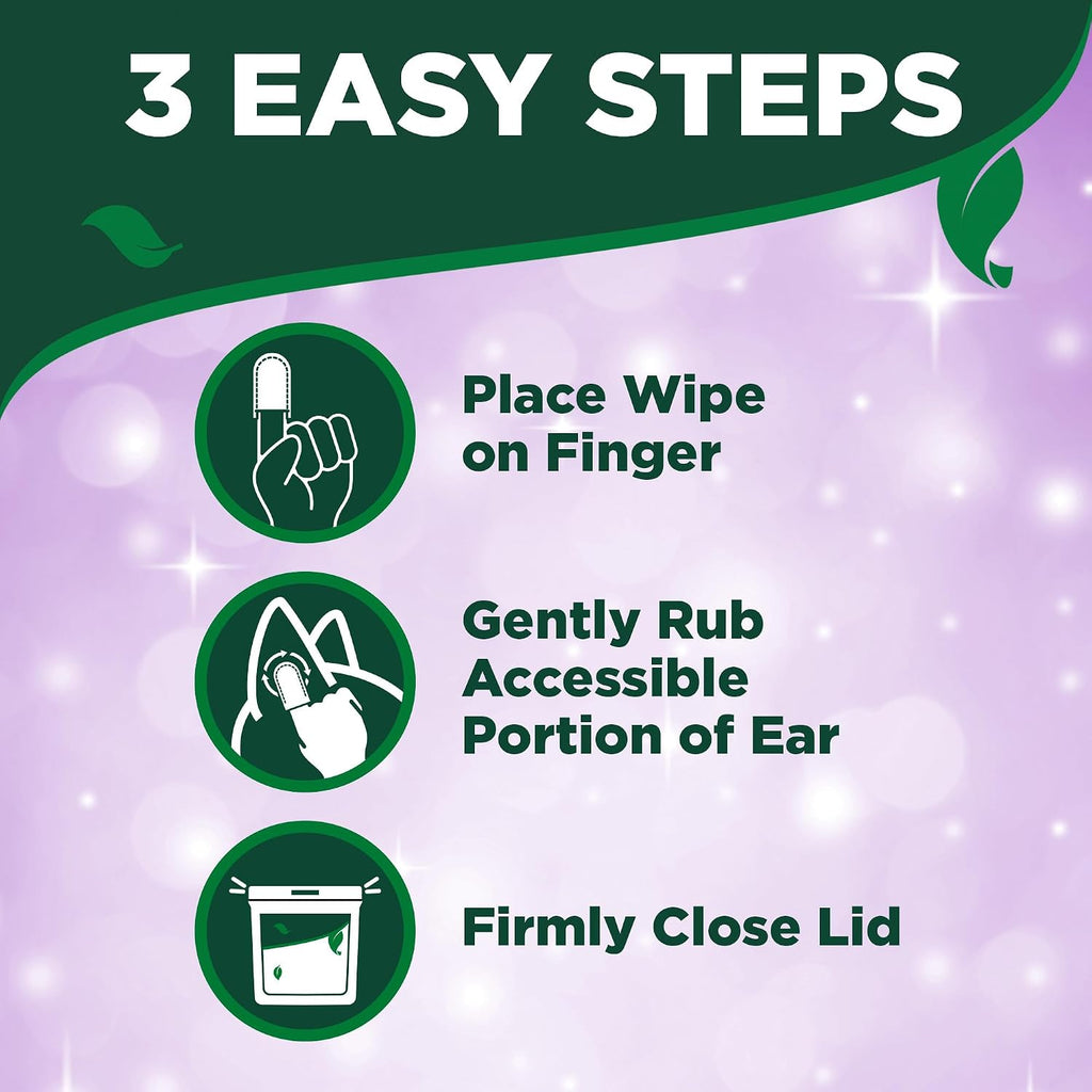 Vet's Best Ear Relief Finger Wipes, Ear Cleansing Finger Wipes for Dogs, Sooths & Deodorizes, 50 Disposable Dog-Wipes (Pack of 2)
