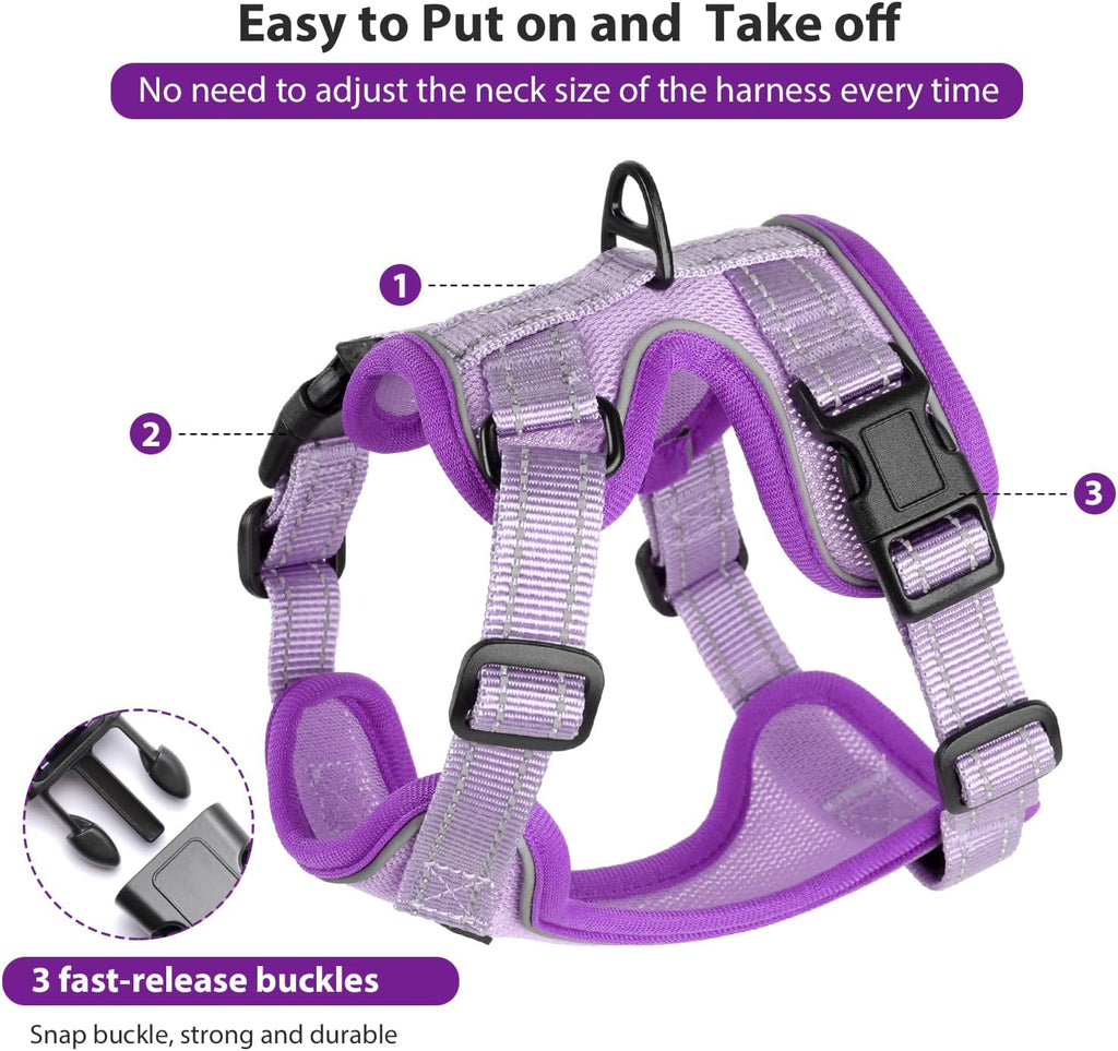 Cat Harness and Leash Set, Escape Proof Cat Harness with Reflective Strips, Breathable Mesh Vest, Adjustable Walking Harness for Indoor Outdoor Cats, Kittens, Small Medium Large Cats (Purple, S)