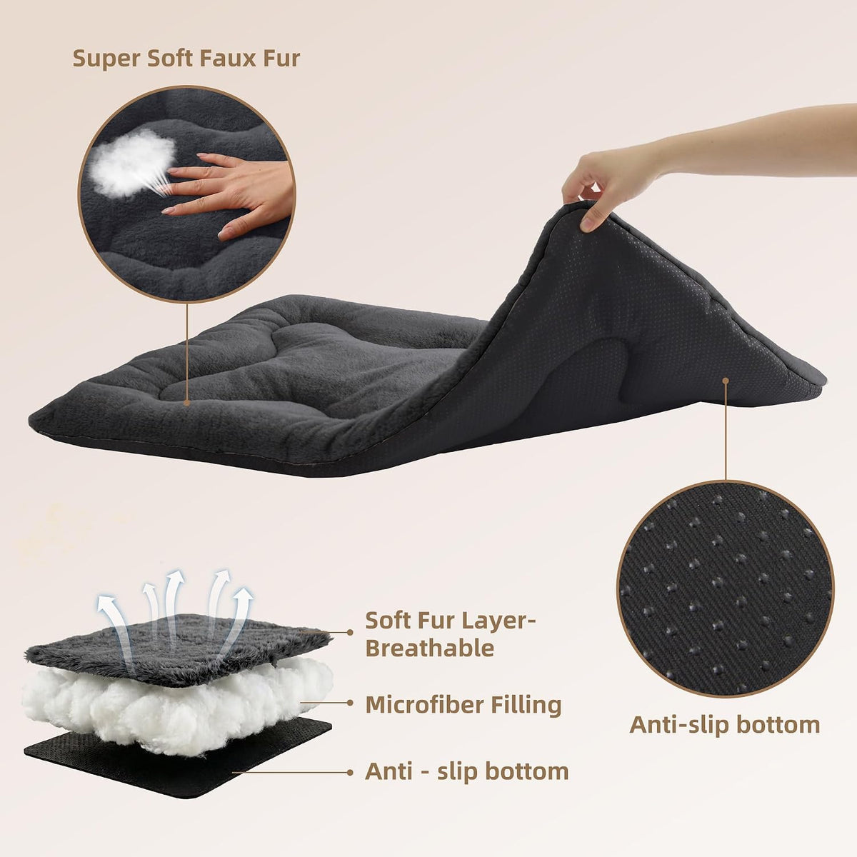 Dog Bed 42" for Metal Crate Pad,Washable Sleeping Mat for Medium/Large Pets