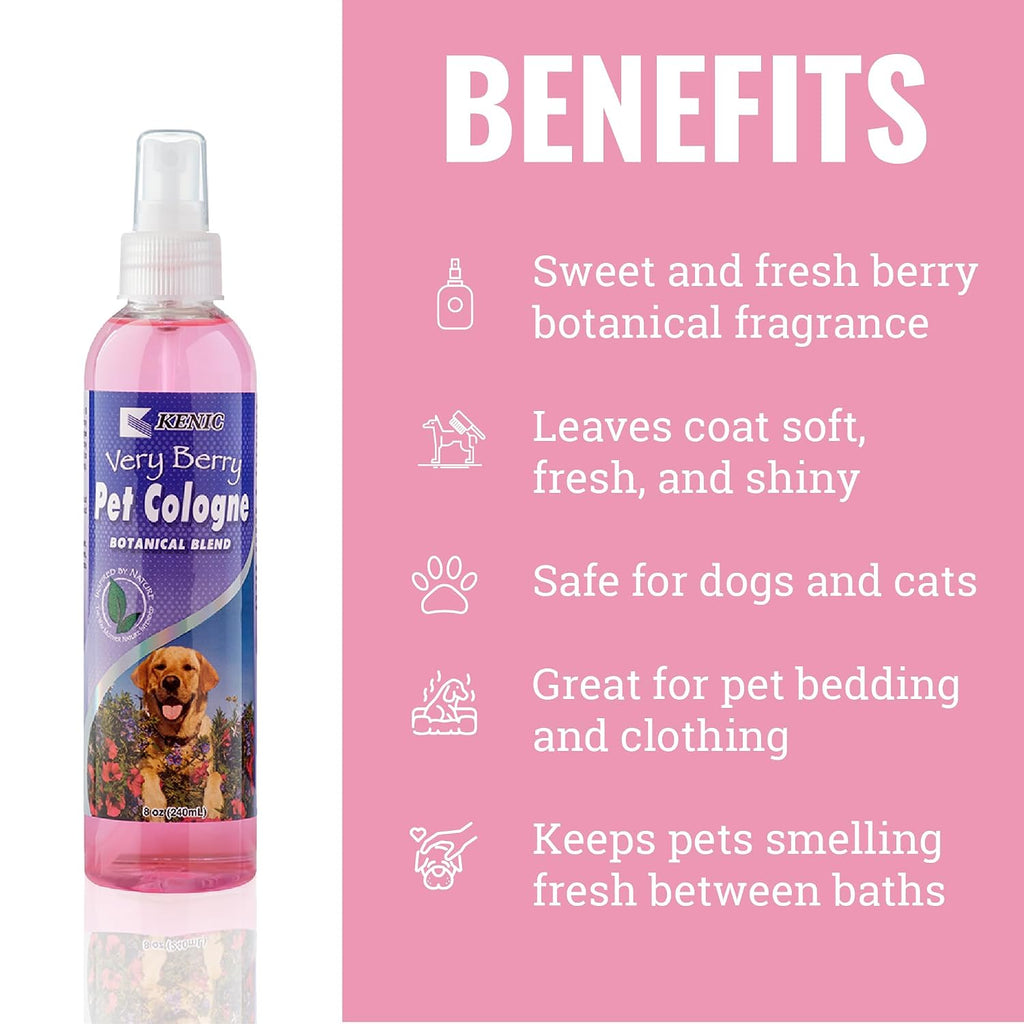 Kenic Pet Cologne, Long Lasting Scented Dog & Cat Deodorizing Spray, Freshens, Neutralizes and Shines Coat Between Baths, Made in USA
