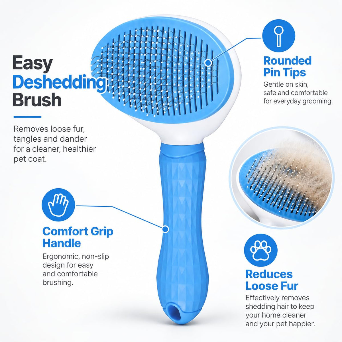 6 Pcs Pet Grooming Tool - With Metal Comb,Deshedding Brush,Flea Lice Comb