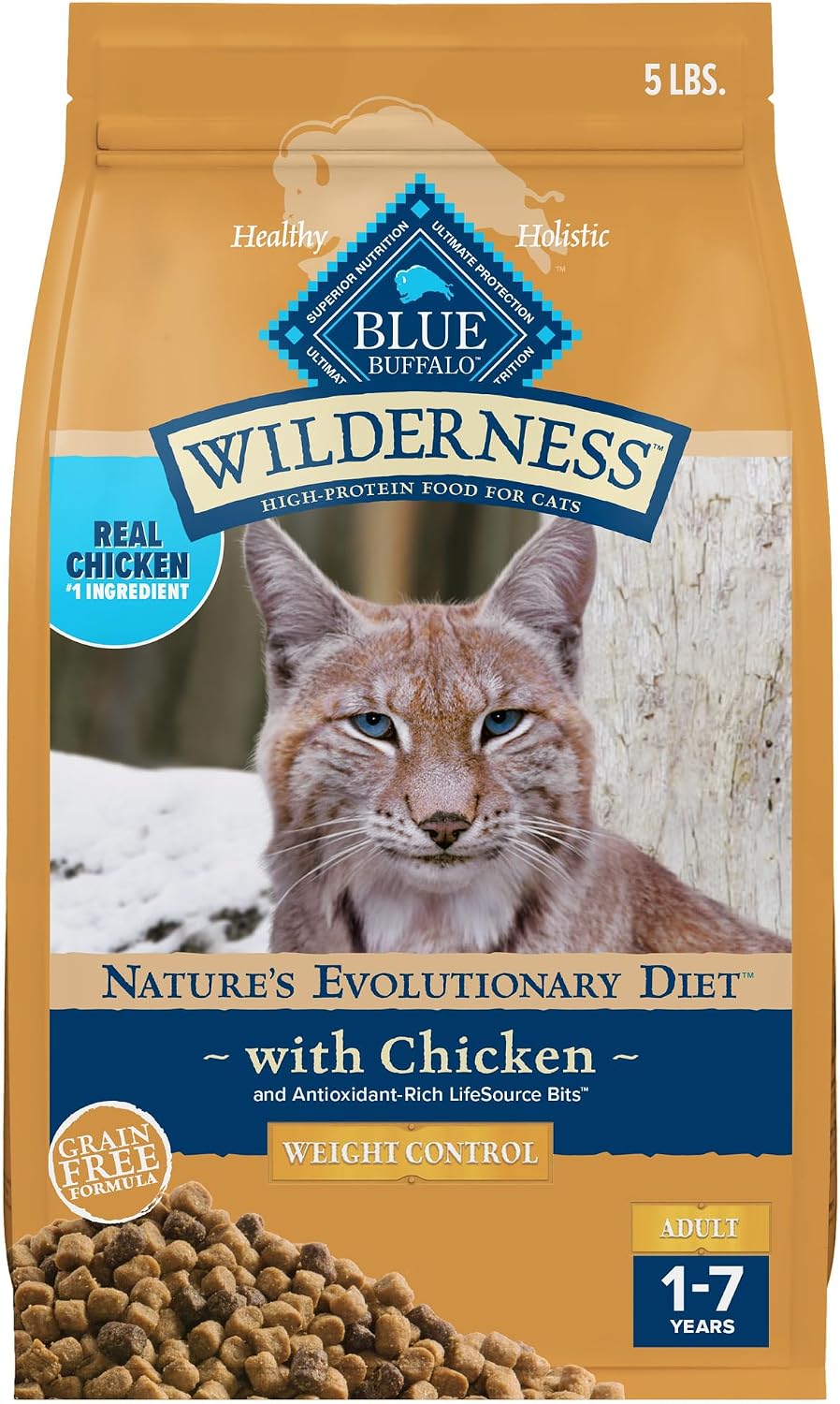 Blue Buffalo Wilderness Chicken Weight Control Dry Cat Food, 5 lb