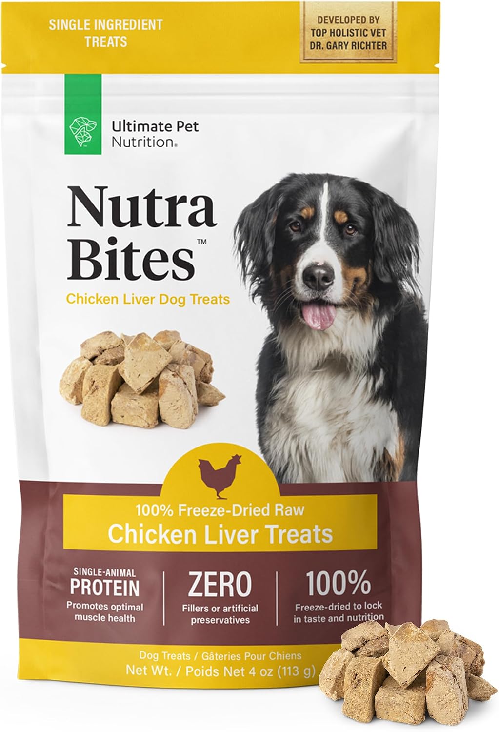 ULTIMATE PET NUTRITION Nutra Bites Freeze-Dried Dog Treats, Chicken Liver