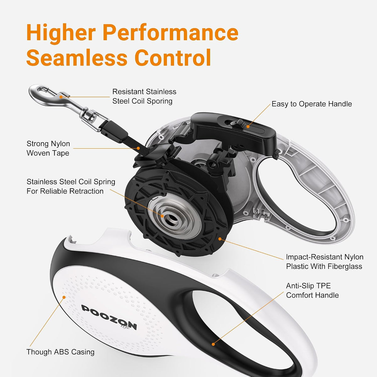 Retractable Dog Leash, 360° Tangle Free, 16 ft Strong Nylon Tap for Pets, Walking Leash for Medium and Large Dogs, Heavy Duty, One Button Break and Lock, Up to 110 lbs