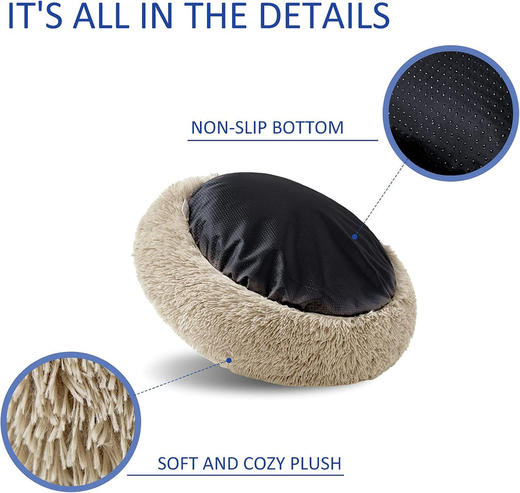Washable Dog Round Bed - Medium Donut Dog Bed, Comfy Calming Cuddler