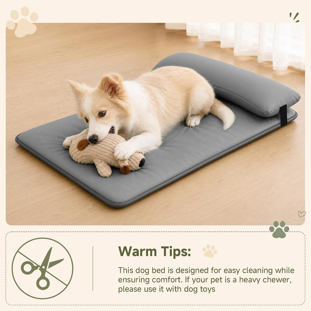Waterproof Dog Crate Pad with Pillow, Outdoor XL Large Dog Bed for Crate