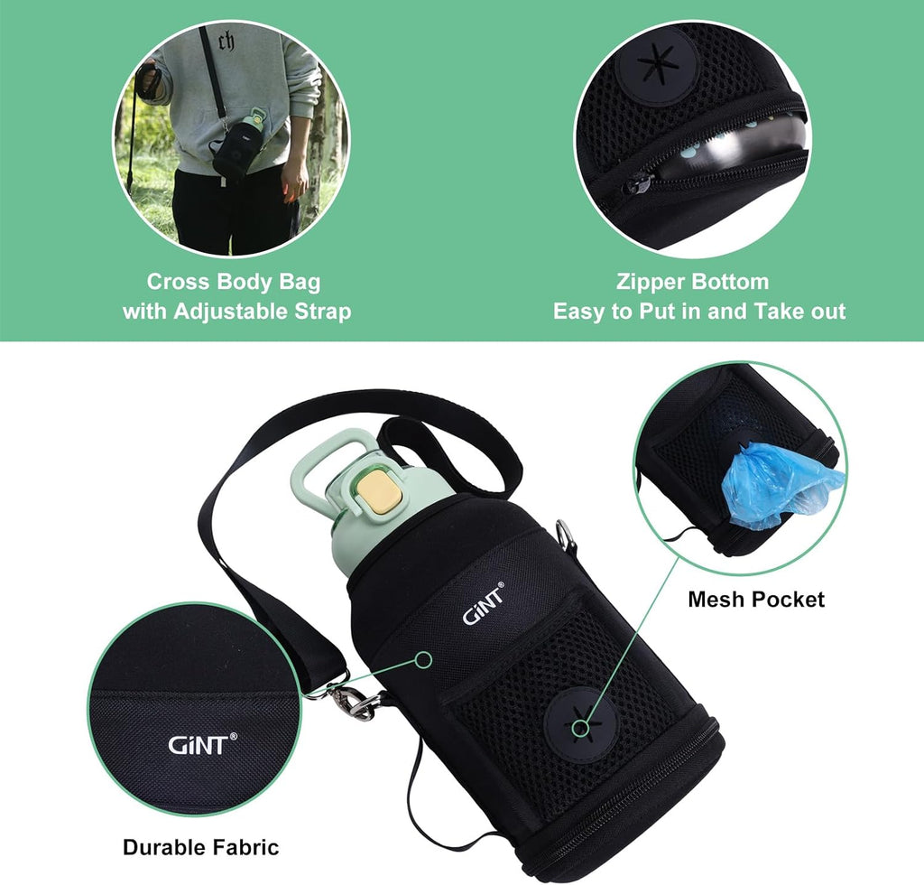 GiNT 37oz Insulated Dog Travel Water Bottle Dispenser with Carrying Case