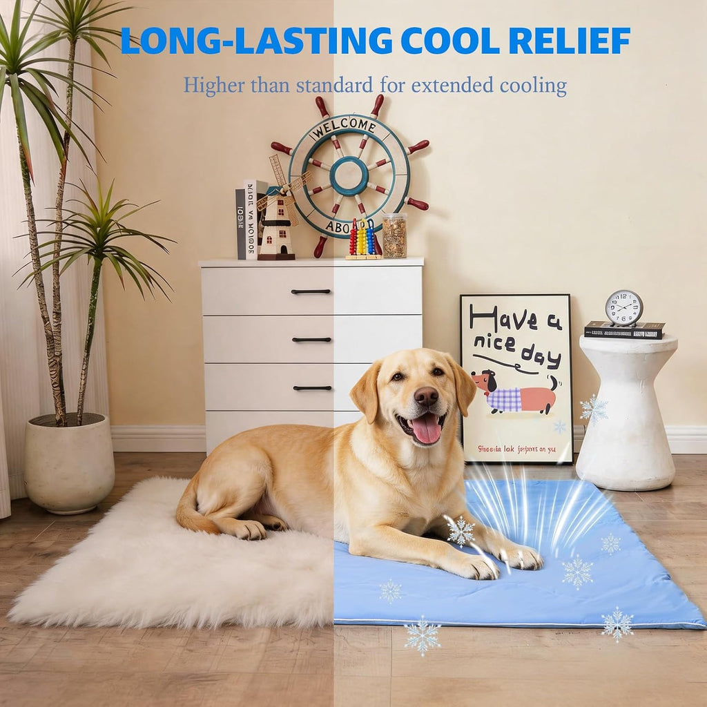 Cooling Blanket for Dogs, Dog Blankets for Large Dogs, Q-MAX > 0.5 Cold Washable Dog Blanket, Soft Durable Self Cooling Cat Mat for Hot Weather, Blue 40x50