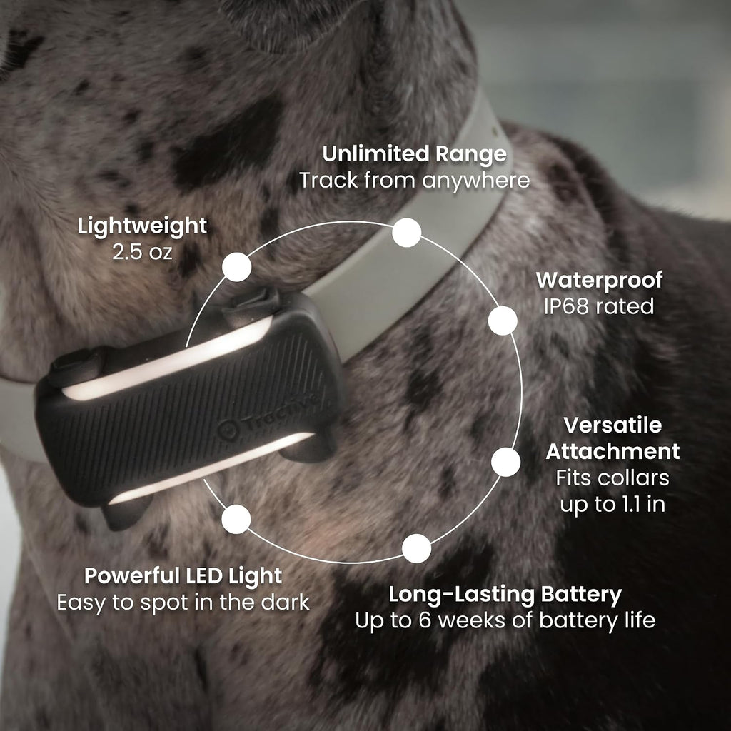Tractive XL Smart Dog GPS Tracker | Live Pet Tracker with Virtual Fence | Vital Signs Monitoring of Heart & Respiratory Rate | Up to 6-Weeks Battery Life | Dog Collar Attachment (Brown)