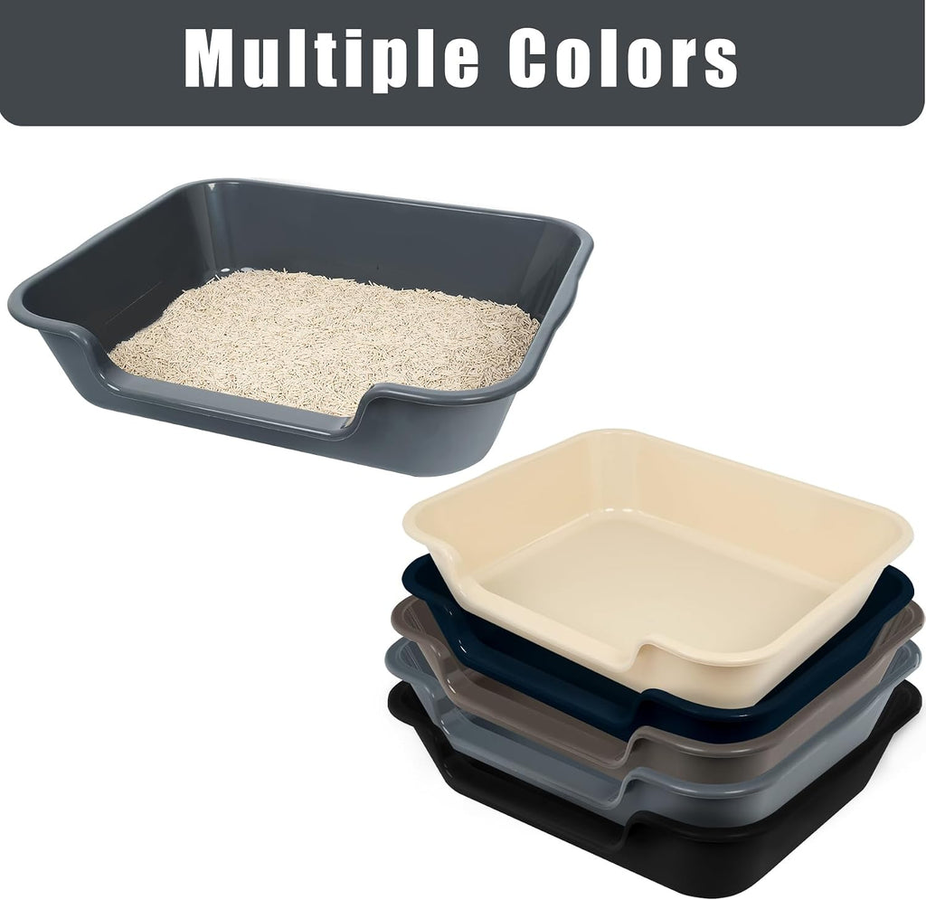 Extra Large Low Entry ABS Cat Litter Box, Grey, 20" L x 15.5" W, 1 Pack | Durable low entry litter box, non-stick, odor-free, ideal for seniors, kittens, rabbits, large cats and multi-pet homes.
